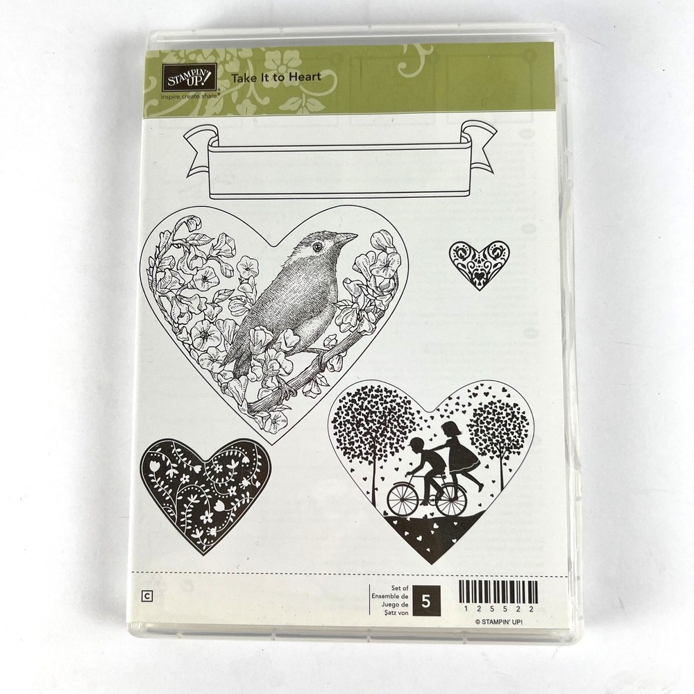 STAMPIN UP Take It To‎ Heart Set 125522 Scrapbooking Art 5 Stamps